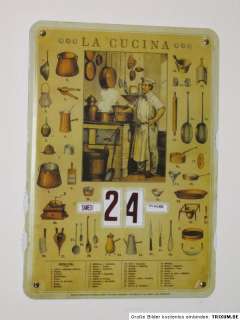 Antik Küche Kalender aus Blech Koch Küchenutensilien  