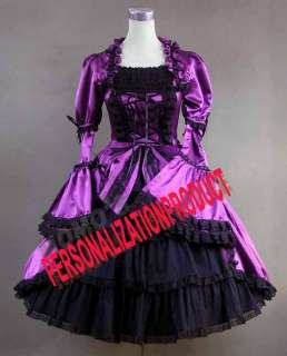 Victorian Gothic Lolita Satin Purple Dress Ball Gown 2P  