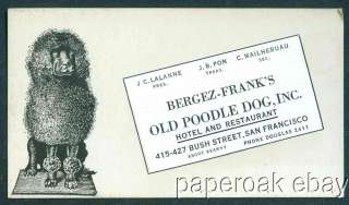 Bergez   Franks Old Poodle Dog Restaurant Trade Card  