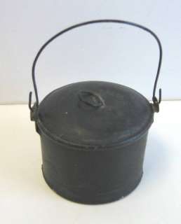 Childs Antique doll Tin black small lunch pail bucket  