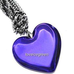 Purple Heart Crystal Glass Pendant Braided Necklace  