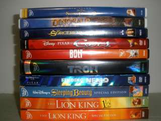 10 DVD lot ALL DISNEY, Finding Nemo/Cars/The Lion King/Sleeping Beauty 