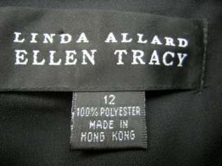 Linda Allard for Ellen Tracy black polyester crepe party, cruise dress 