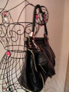 BEBE bag purse handbag SATCHEL pocketbook hobo Dunaway leather beige 