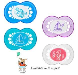 MAM Orthodontic Clear Silicone Pacifiers  6+ Assorted Sea Patterns 