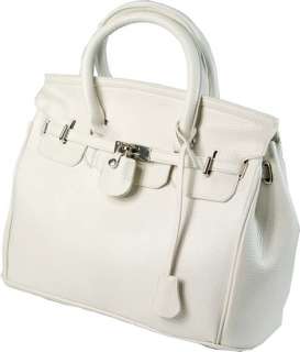 Star Style Classic Lady PU Leather Handbag Silver Lock Single Shoulder 