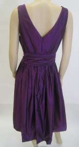 NWT Badgley Mischka Sz 12 Silk Iridescent Purple Dress W/ Sash Tie 
