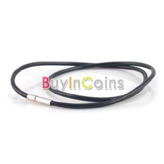 Fashion Style Unique Men PU Black Leather String Stainless Steel Chain 