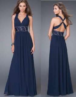 HOT Navy blue Evening/Formal gown/Prom dress all size  