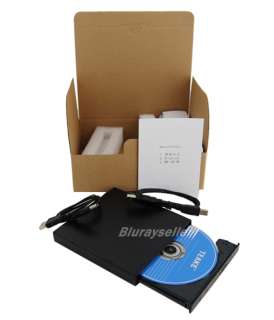 Black External USB 4X Slim Blu ray Burner Drive Writer  