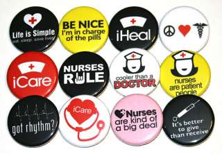 NURSES NURSING Badges Buttons Pins x 12 Badge Lot  