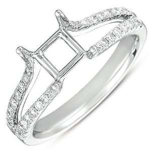   White Gold 0.32cttw Round Diamond Semi Mount Engagement Ring Jewelry