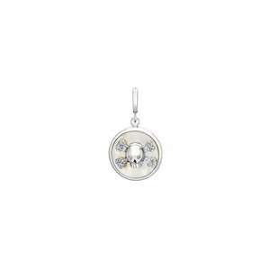   and Mother of Pearl Skull Charm in Sterling Silver ss init/nmbrs charm