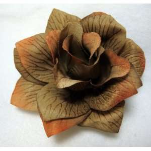  NEW Brown Rose with Veining Flower Hair Clip and Pin 