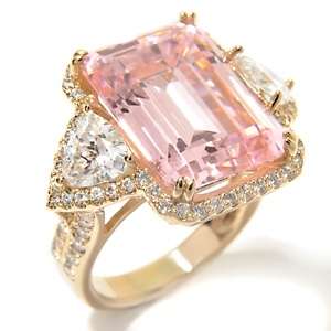   11.8ct Absolute™ Pink Emerald Cut Pavé Frame Ring 