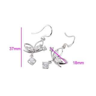 Dazzing Butterfly Ladys 9K White Gold Filled Earrings E190  