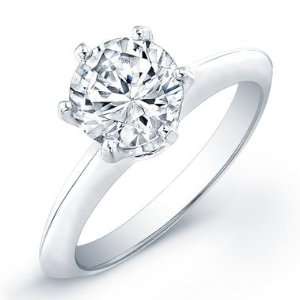  2 Carat round cut solitaire diamond engagement ring SI G H 