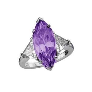   43Ct Marquise Cut Amethyst & Diamond Engagement Ring 18k Gold Jewelry