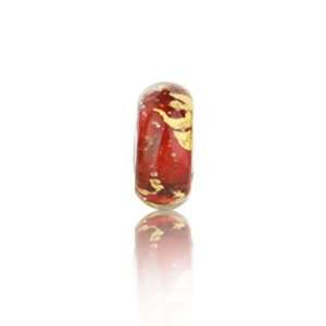 Bling Jewelry .925 Sterling Red Gold Foil Murano Glass Bead Pandora 
