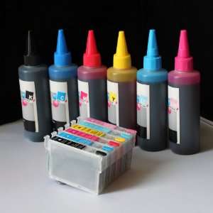  ink cartridges and an Extra set of high quality refill ink bottles 