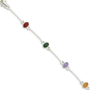  Sterling Silver Multicolored Jade & Onyx Bracelet Jewelry