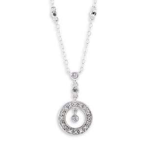    10k White Gold Circle Round Diamond Pendant Necklace Jewelry