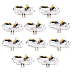 Video Power White Extension Cables Security Camera BNC RCA Wires Cords 