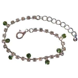    Light Green Crystal Adjustable Bracelet   Rhienstone Gems Jewelry
