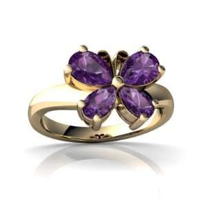   14K Yellow Gold Pear Genuine Amethyst Butterfly Ring Size 6.5 Jewelry