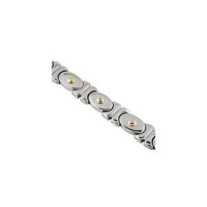    Mens Stainless Steel and 14K Gold Diamond Bracelet Jewelry