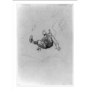 Historic Print (M) [Boy or man falling off snow sled]  