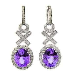    5.70 CT WHITE GOLD TANZANITE & DIAMOND EARRINGS 14 KT Jewelry