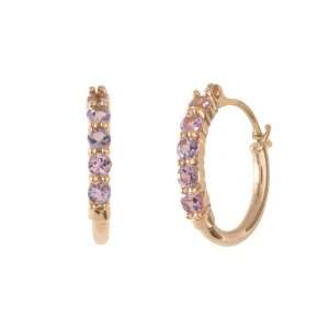  10k Yellow Gold Tanzanite Round Hoop Earrings Jewelry