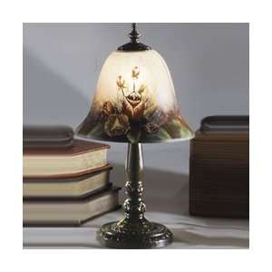 Dale Tiffany 10056/604 Rose Bell Accent Lamp, Antique Bronze and Glass 