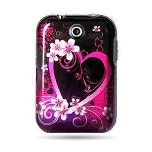 WIRELESS CENTRAL Brand Hard Snap on Shield With PINK HEART FLOWER LOVE 