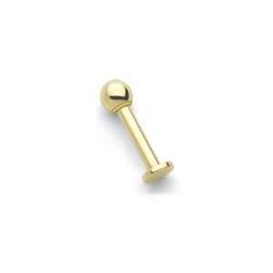 14 Gauge 1/2   Solid 14kt Yellow Gold Labret Stud Lip Ring   5mm Ball