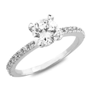 14k White Gold Round CZ Engagement Solitaire Ring  