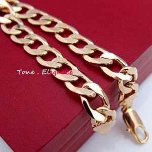   gold GF curb link rings chain womens mens solid bracelet bangle  