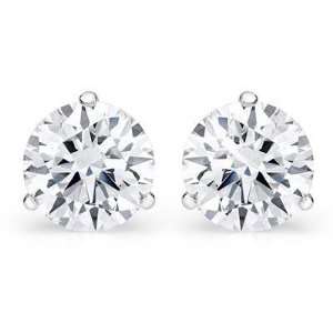   Stud Earrings In 14 Karat White Gold Natural Diamonds of NYC Jewelry