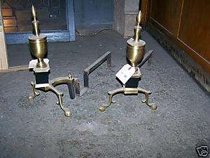 Pair of Brass Federal Style Andirons c1940 #2067  