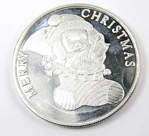   Silver Troy Oz Christmas Puppy In Stocking Coin Token Bullion 999 1997