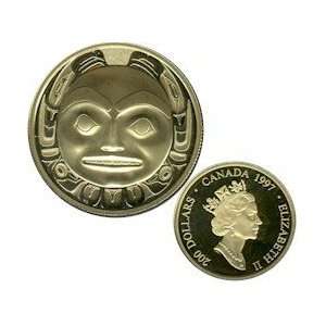  1997 $200 Gold Haida Mask Coin Raven Bringing Light to the 