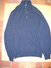   Cashmere Mens Mock LS Suede Patches Sweater Outerwear Blue L NWT