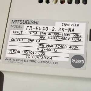 MITSUBISHI E500 3HP 6A INVERTER DRIVE FR E540 2.2K NA  