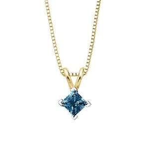  1.05 ct. Blue   SI1 Princess Cut Diamond Solitaire Pendant 