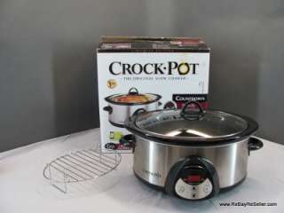 Crock Pot SCVC609 SS 6 QT Slow Cooker Oval Stoneware Digital MINTY 