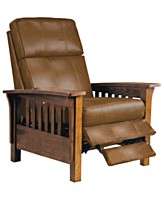 Nicolas II Mission Style Leather Recliner Chair, 33W x 40D x 41H