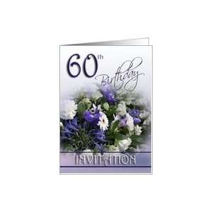  60th Birthday Celebration Invitation   blue bouquet Card 