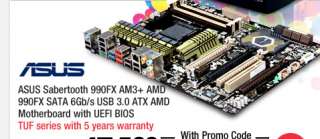 ASUS Sabertooth 990FX AM3+ AMD 990FX SATA 6Gb/s USB 3.0 ATX AMD 