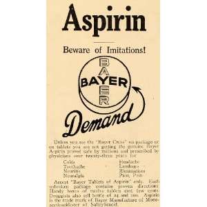   Ad Bayer Aspirin Pains Reliever Toothache Tablet   Original Print Ad